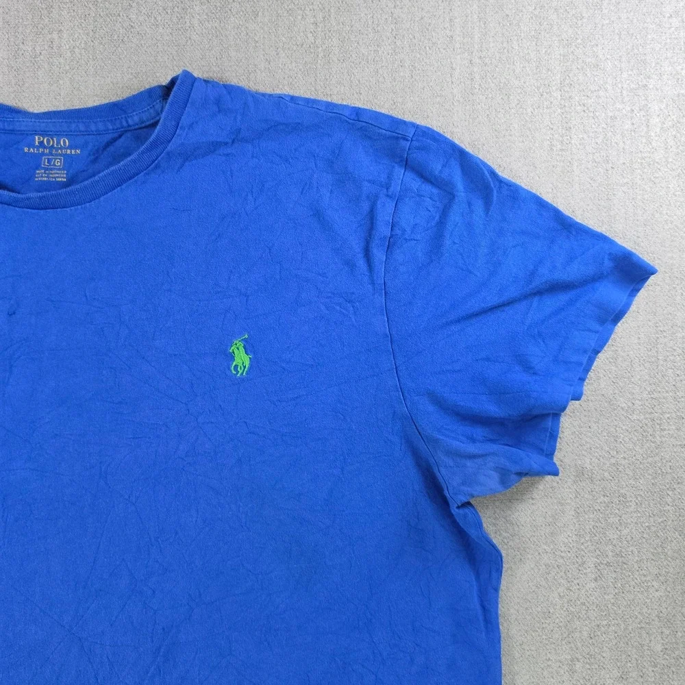 Polo Ralph Lauren T-Shirt Mens Large Blue Short Sleeve‎ Embroidered Pony Logo